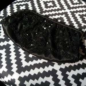 Black beaded clutch
